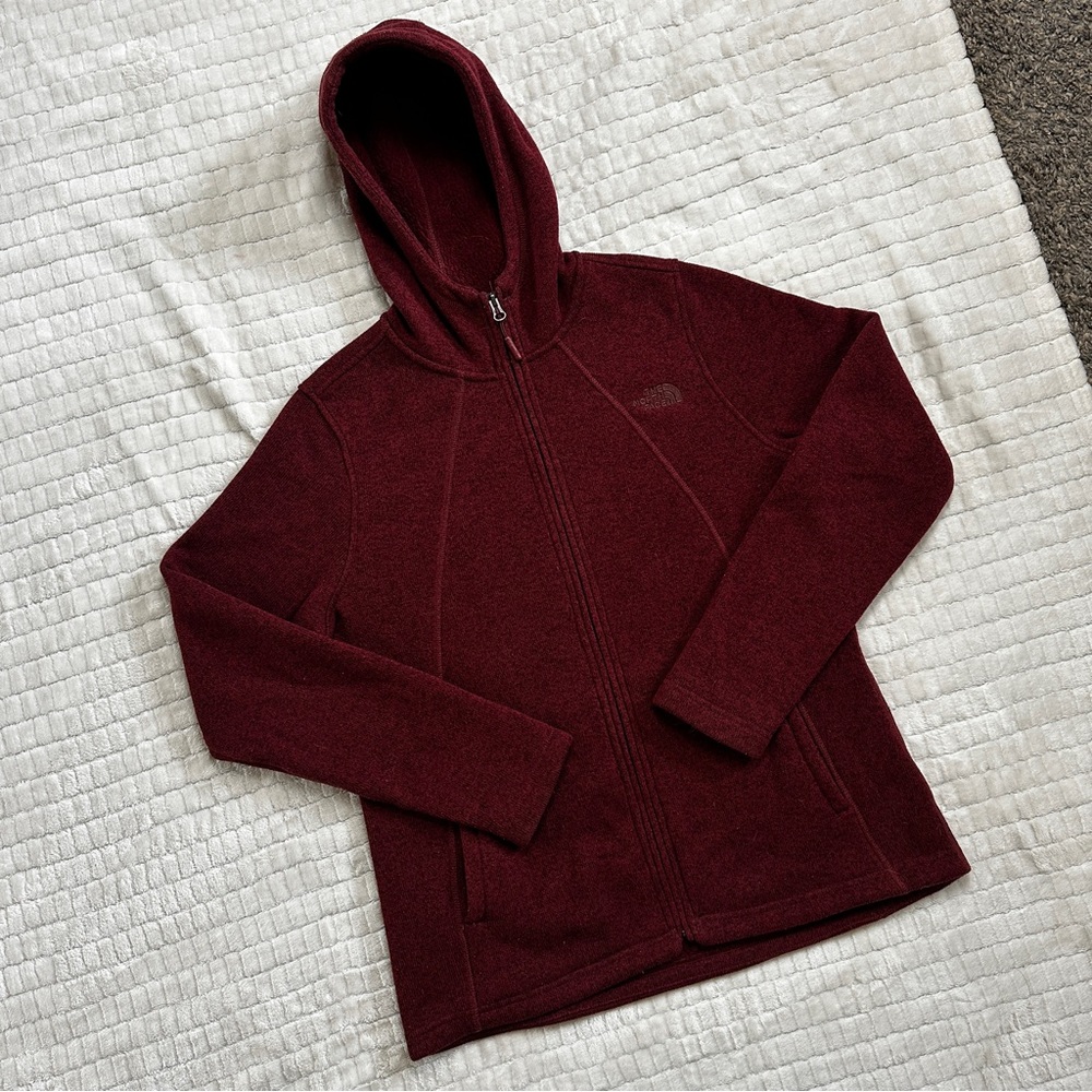 Burgundy The North Face Women full zip hoodie Size L